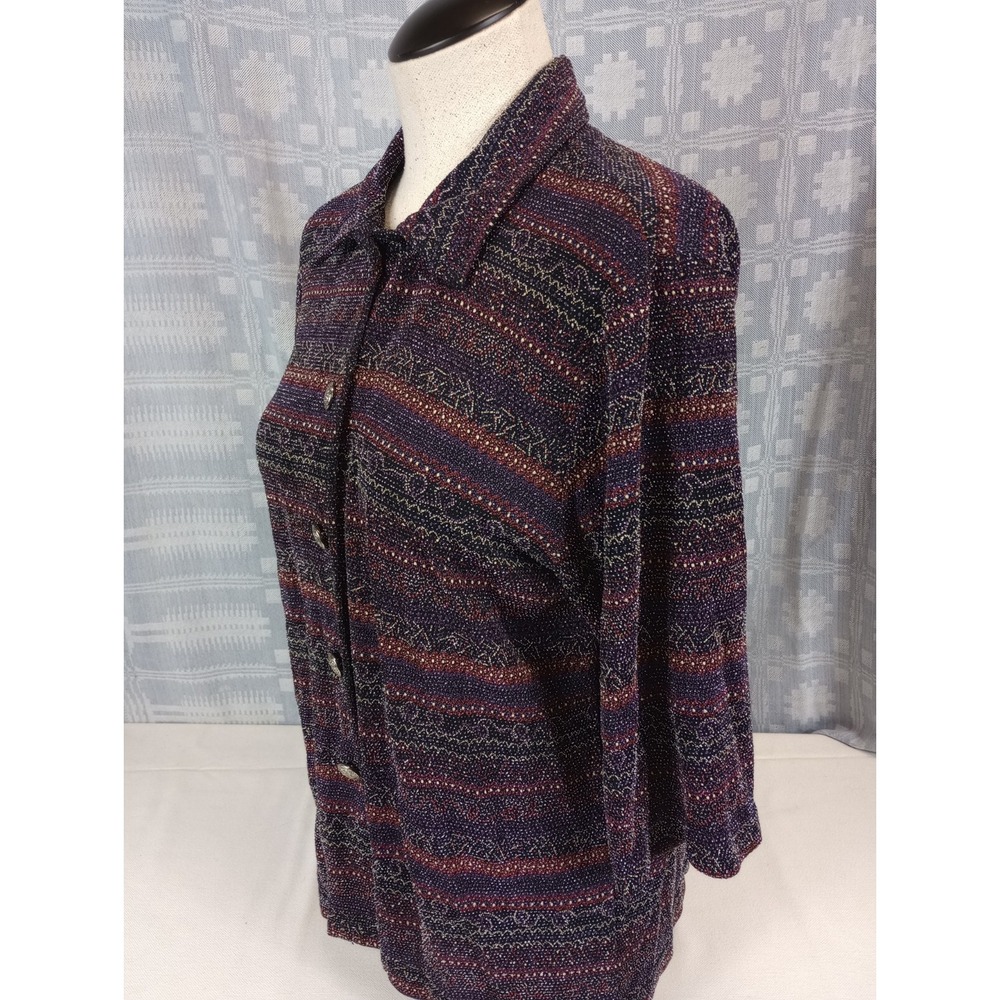 N Touch Womens Blouse Size Small Cardigan Style Textured Shirt Button Up Longsle - Picture 5 of 7